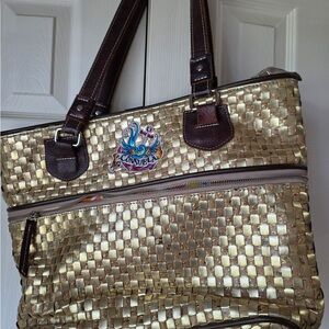 Consuela Gold and Brown Glamorous Tote
